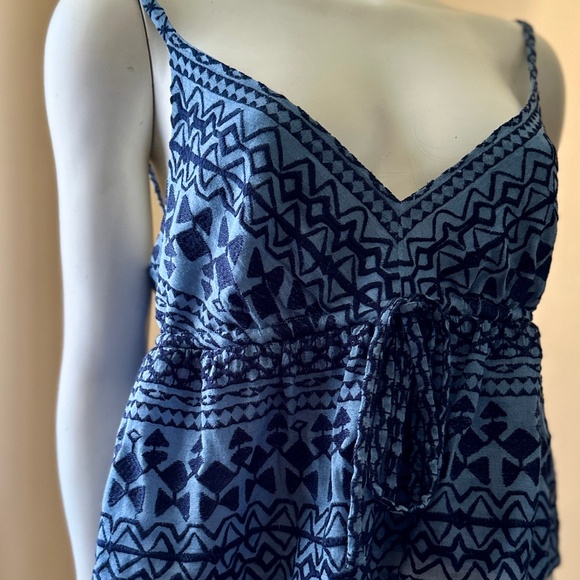 NWT BCBGMAXAZRIA Emeli Embroidered Tank Top Oversized S Chambray navy Cami NEW! - Picture 1 of 7